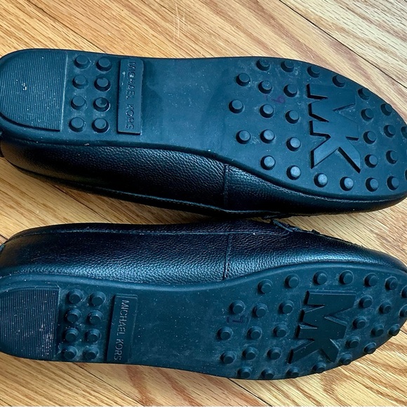 Michael Kors Black Leather Flats with Gold Accents - Picture 6 of 6